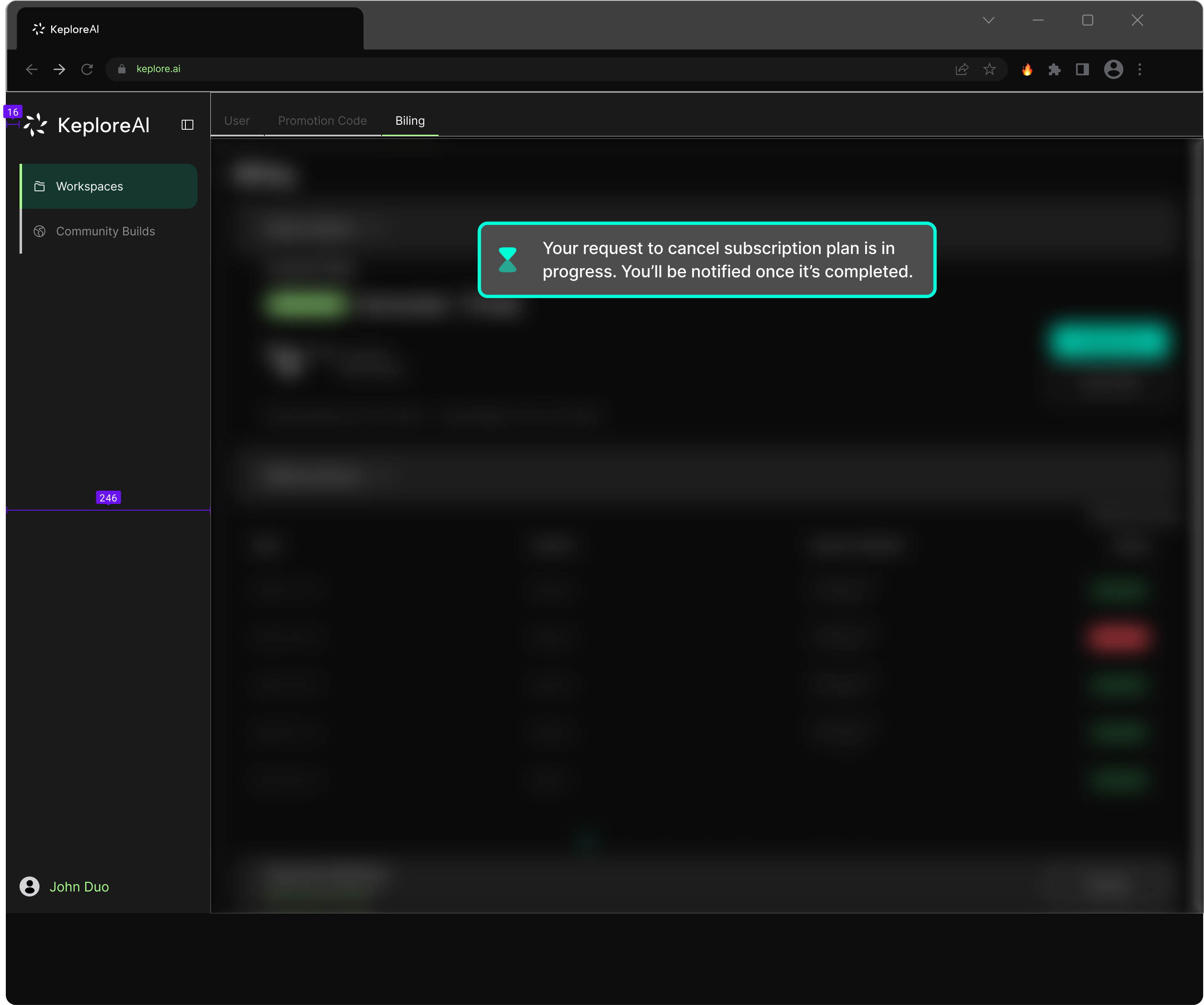 Cancel flow — confirmed