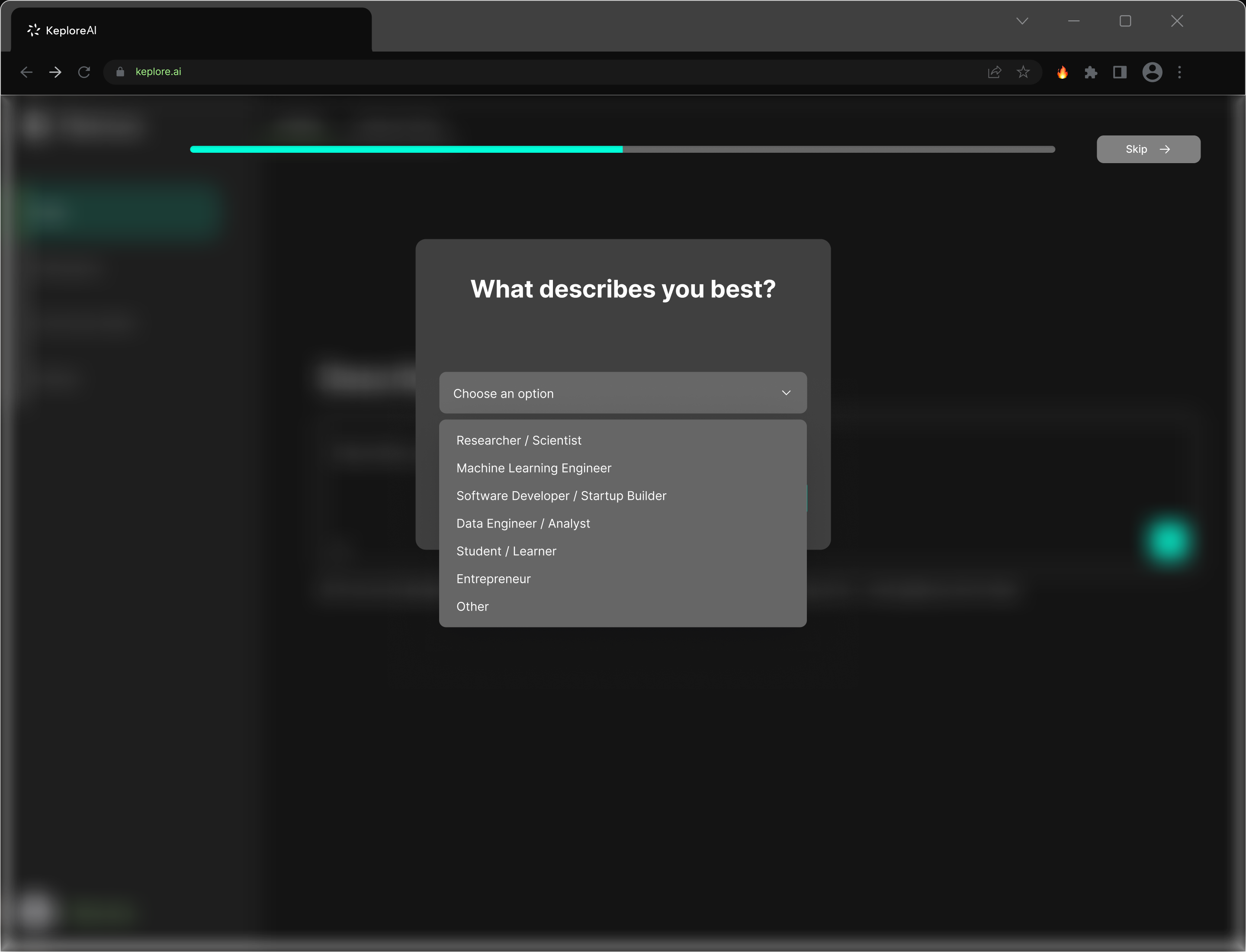 Onboarding step 2 — Role