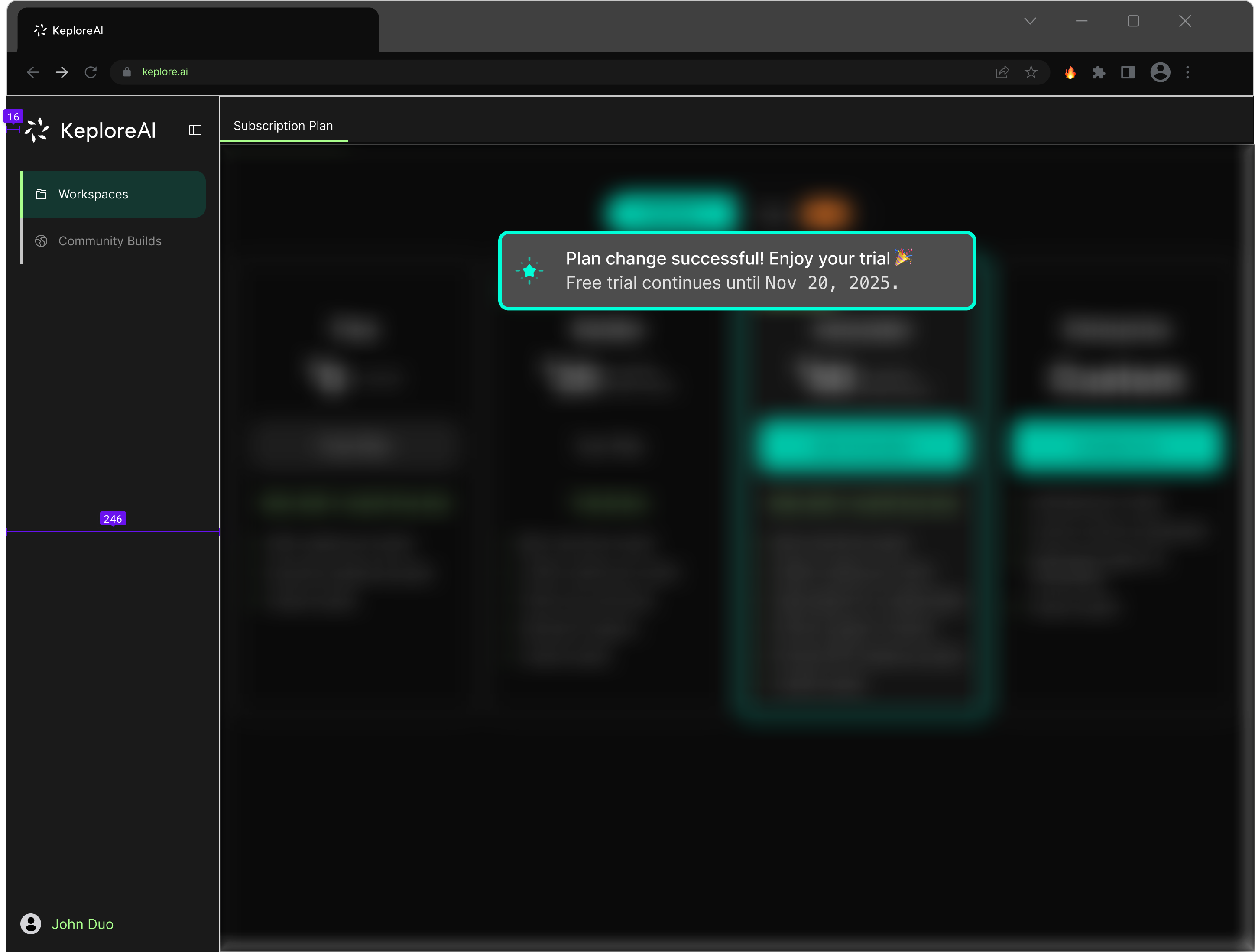 Change plan — confirmed