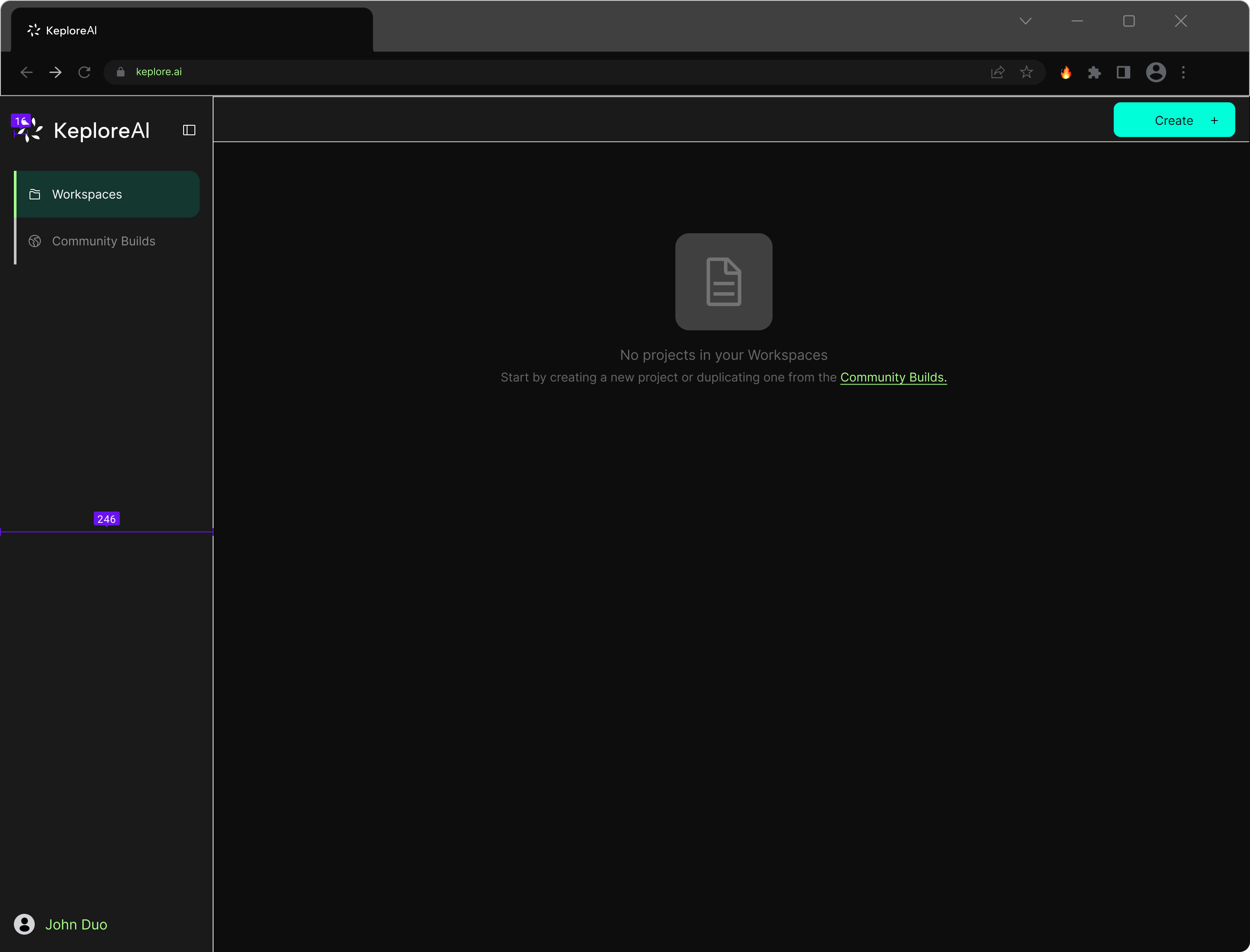 Workspace — empty state