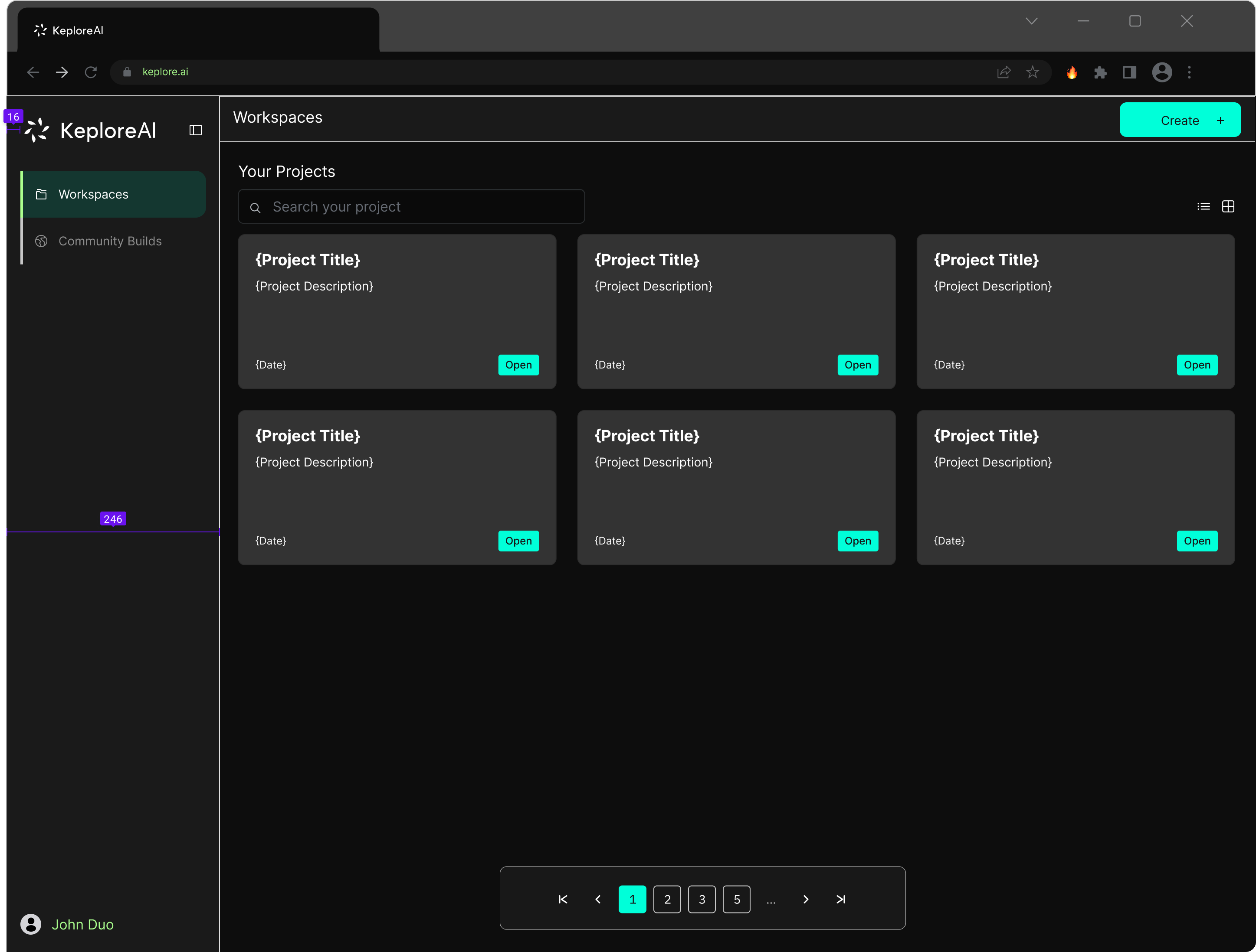 Workspace — active state