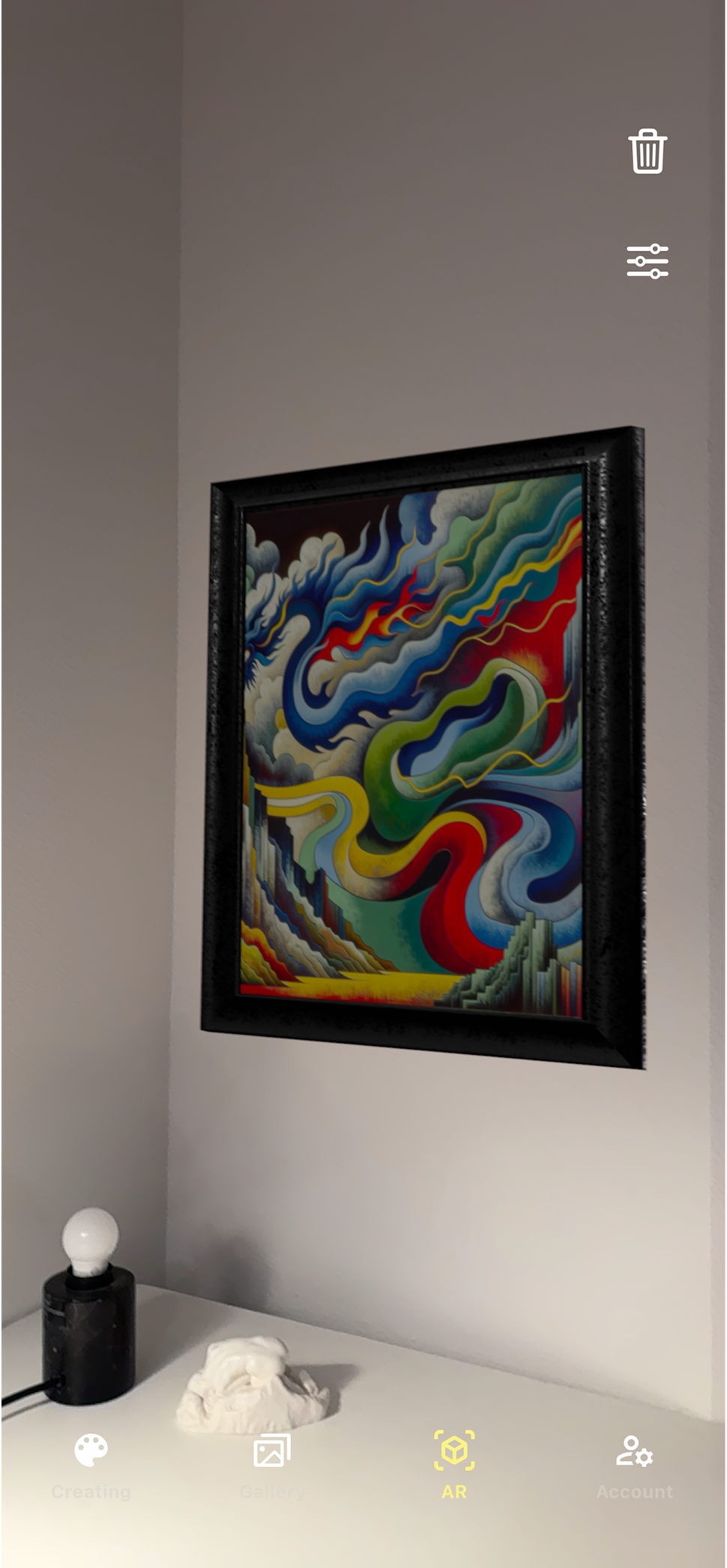 AR display — artwork in physical space