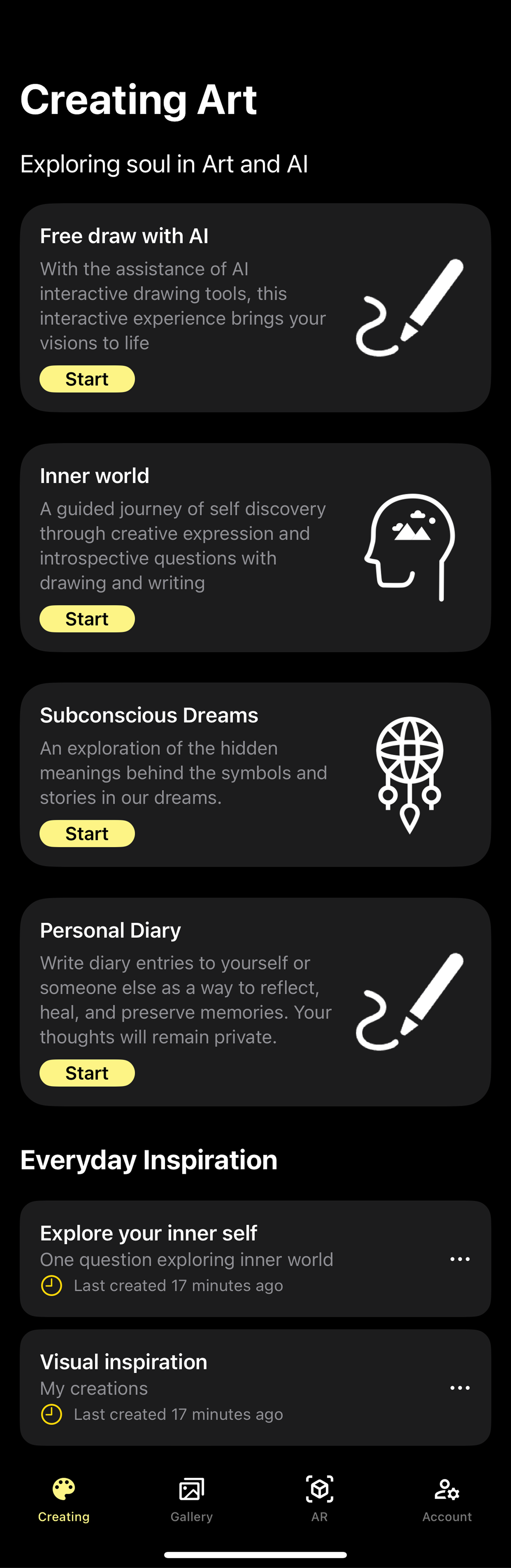 SoulArt home — overall visual system and brand color